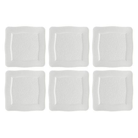 Set of 6 Square Plates Florentina - White, 26.5 cm