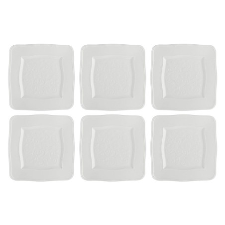 Set of 6 Florentina Square Plates - White, 20 cm