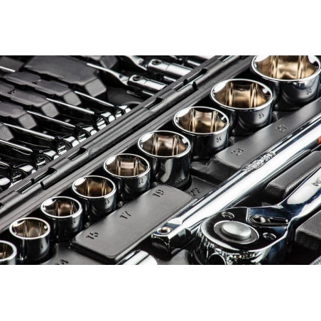 Socket wrenches 1/4", 1/2", set of 77, CrV