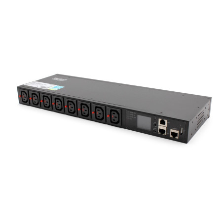 Listwa zasilająca SMART PDU 1U, gniazdo zasilające IEC320 C20 16A/250V, gniazda 8x C13, 16A