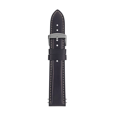 Zeppelin leather strap black, 22 mm