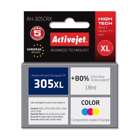 Activejet AH-305CRX Ink (replacement for HP 305XL 3YM63AE; Premium; 18 ml; color Cyan, Magenta, Gelb)