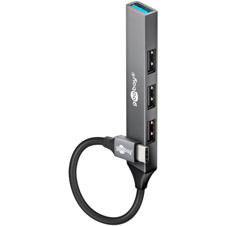 Goobay Slim 4-Port USB Hub, USB-C to USB-A, 5 Gbit/s | 74457