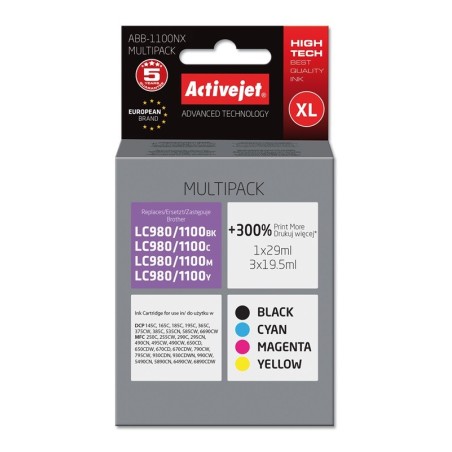 Activejet ABB-1100NX Ink (replacement for Brother LC1100/980; Supreme; 1 x 29 ml, 3 x 19.5 ml; black, magenta, cyan, yellow)