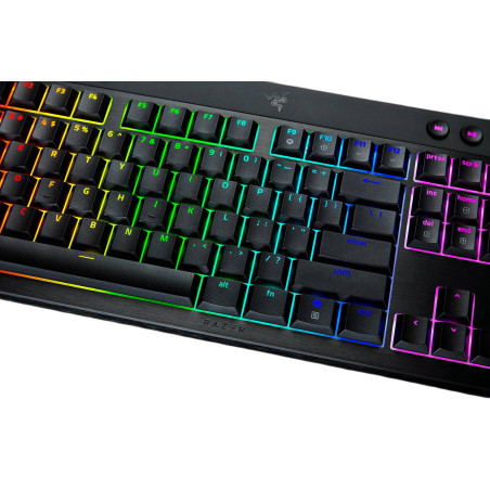 Razer | BlackWidow V4 Low-Profile Tenkeyless HyperSpeed | Keyboard | Wireless | US | Bluetooth | Green Switches | Black