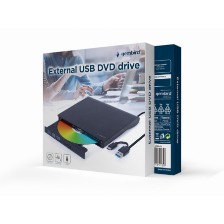 DVD RW USB3/USB-C 8X EXT RTL/BLACK DVD-USB-031 GEMBIRD