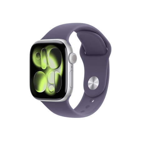 Apple Watch Series 11 GPS + Cellular 42mm Silver Aluminium Case with Purple Fog Sport Band - S/M | Apple