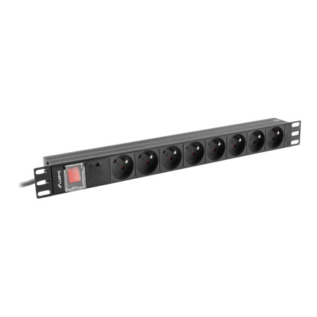 LANBERG PDU 19inch 1U 16A 8x French socket 2m black