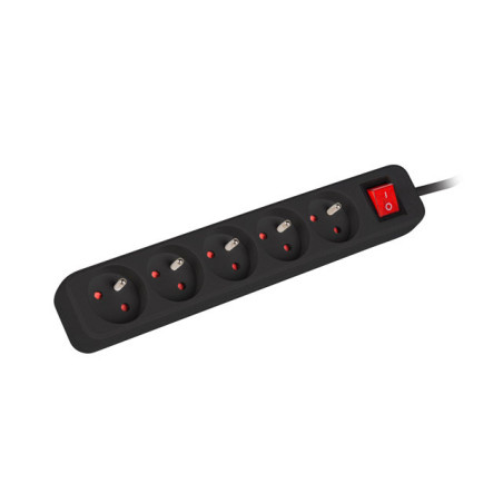LANBERG PS1-05E-0300-BK 3M Black LANTERGE CURVE 5X 230V PL WITH CIRCUIT BREAKER FULL COPPER