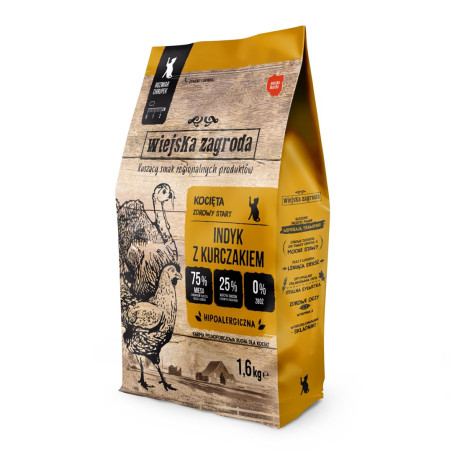 WIEJSKA ZAGRODA Turkey and chicken for kittens - dry cat food - 1,6kg
