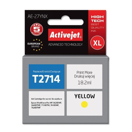 Activejet AE-27YNX Ink (replacement for Epson 27XL T2714; Supreme; 18 ml; yellow)