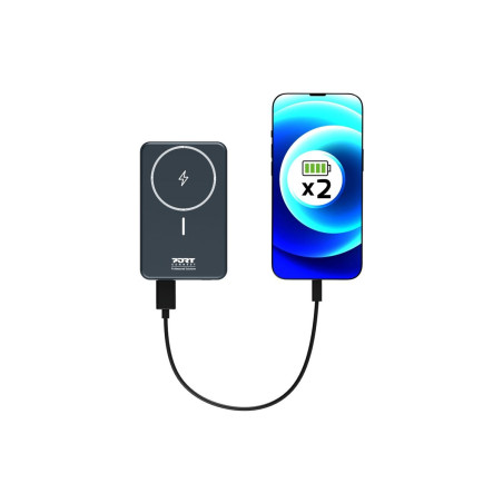 PORT CONNECT | USB-C external battery PD, Wireless Qi2 | 10000 mAh | Blue