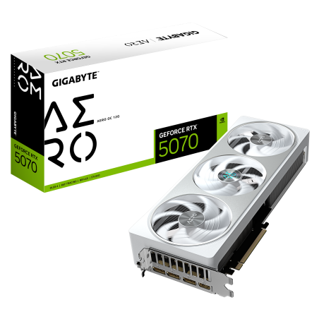 Graphics Card|GIGABYTE|NVIDIA GeForce RTX 5070|12 GB|GDDR7|192 bit|PCIE 5.0 16x|GPU 2625 MHz|Triple slot Fansink|1xHDMI|3xDisplayPort|GV-N5070AEROOC-12GD