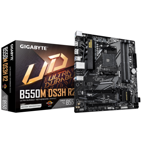 Mainboard|GIGABYTE|AMD B550|Socket AM4|micro ATX|RAM DDR4-SDRAM|4xSlots|2xNumber of M.2 (M) slots|B550M DS3H R2|B550MDS3HR2