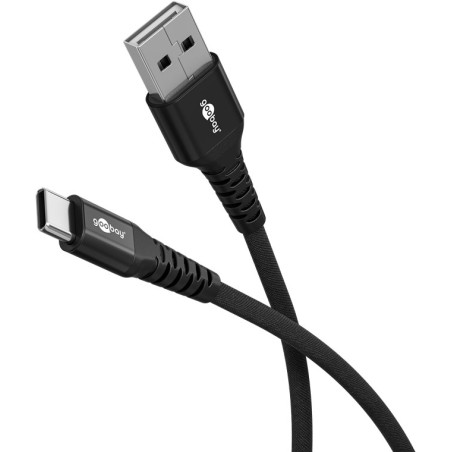 Goobay | USB-C to USB-A Supersoft Textile Cable with Metal Plugs | 74526 | USB-C to USB-A