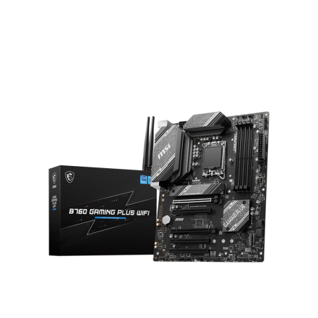 MSI | B760 GAMING PLUS WIFI | Processor family Intel | Processor socket  LGA1700 | DDR5 | Memory slots 4 | Supported hard disk drive interfaces SATA, M.2 | Number of SATA connectors 4 | Chipset Intel B760 | ATX
