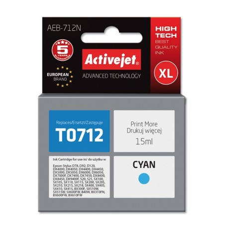 Activejet AEB-712N Ink (replacement for Epson T0712, T0892, T1002; Supreme; 15 ml; cyan)