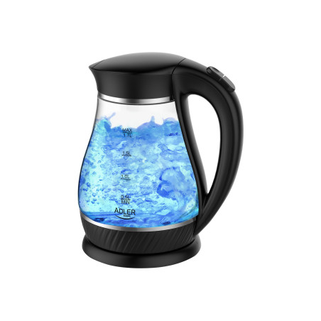 Adler | Kettle | AD 1274 | Standard | 2200 W | 1.7 L | Plastic/Glass | 360° rotational base | Black/Transparent