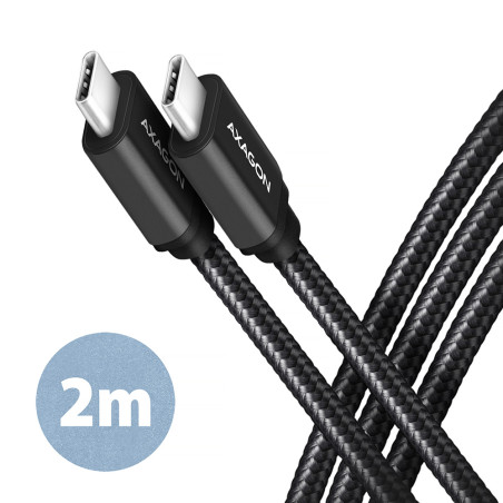 CABLE USB-C TO USB-C 2M 60W/BLACK BUCM3-CM20AB AXAGON