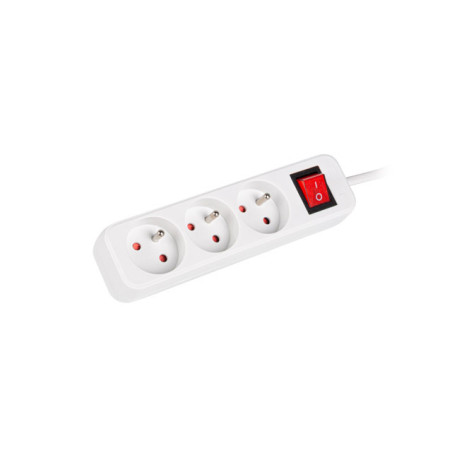 LANBERG PS1-03E-0150-W 1.5M White LANTERGE CURVE 3X 230V PL WITH CIRCUIT BREAKER FULL COPPER