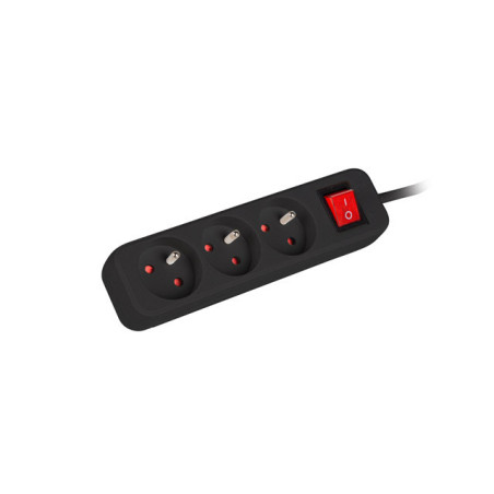 LANBERG PS1-03E-0150-BK 1.5M Black LANTERGE CURVE 3X 230V PL WITH CIRCUIT BREAKER FULL COPPER