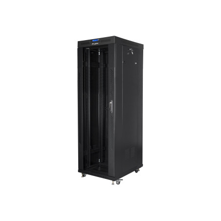 LANBERG free standing rack 19inch cabinet 37U 600x800 glass door LCD flat pack black