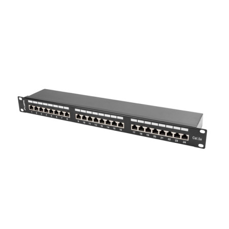 Lanberg | Patch Panel 24 Port 1U 19" CAT.5E FT with Cable Organizer Shielded | PPS5-1024-B | Black