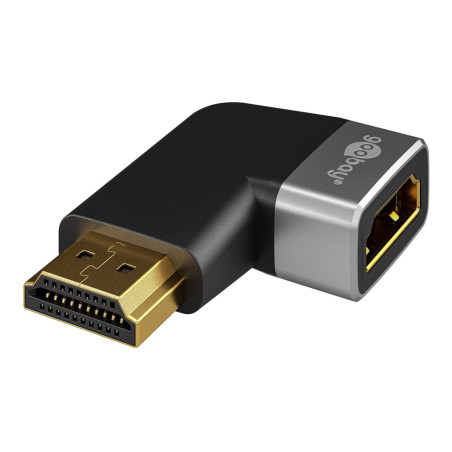 Goobay HDMI Angled Adapter 270° Horizontal, 8K @ 60 Hz, Gold-Plated, Black/Silver | 72012