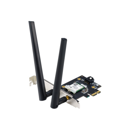 Asus | AX1800 Dual-Band Bluetooth 5.2 PCIe Wi-Fi Adapter | PCE-AX1800 | 802.11ax | 574+1201 Mbit/s | Mesh Support No | MU-MiMO Yes | No mobile broadband | Antenna type External