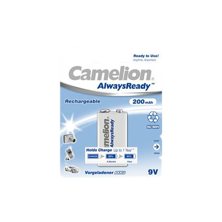 Camelion | 9V/6HR61 | 200 mAh | AlwaysReady Rechargeable Batteries Ni-MH | 1 pc(s)