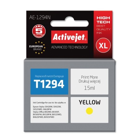 Activejet AE-1294N Ink (replacement for Epson T1294; Supreme; 15 ml; yellow)