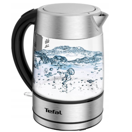TEFAL | Kettle | KI772D | Electric | 2400 W | 1.7 L | Glass | 360° rotational base | Black/Stainless Steel