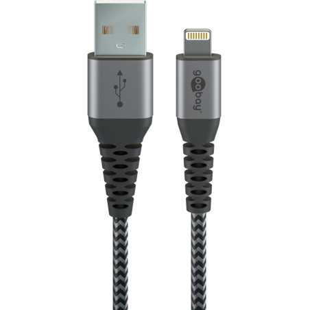 Goobay | Lightning to USB-A Textile Cable with Metal Plugs | 49268 | USB-A to Lightning