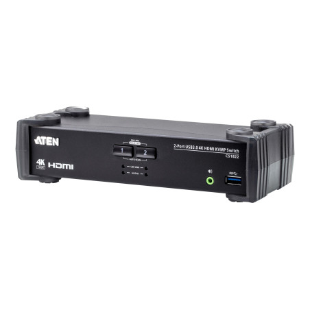 Aten | 2-Port USB 3.0 4K HDMI KVMP Switch with Audio Mixer Mode | CS1822