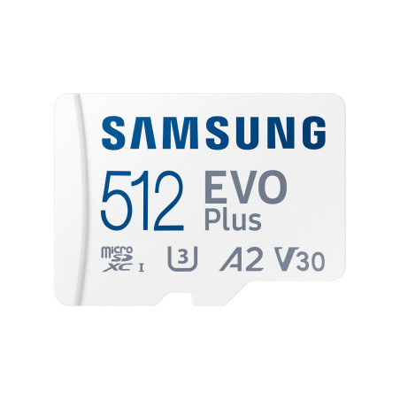 SAMSUNG EVO PLUS microSD 512GB 2024 incl. SD Adapter memory card UHS-I U3 Full HD and 4K UHD 160 MB/s read