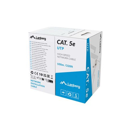 LANBERG LCU5-12CU-0100-S UTP solid cable CU cat. 5e 100m gray Fluke passed
