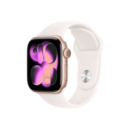 Apple Watch Series 11 GPS + Cellular 42mm Rose Gold Aluminium Case with Light Blush Sport Band - S/M | Apple