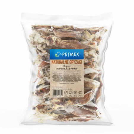 PETMEX rabbit ears with fur – dog treat – 200g