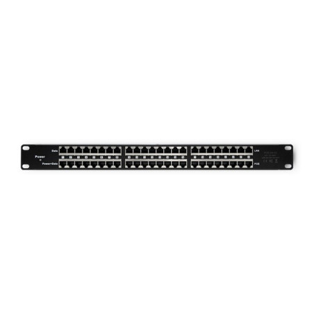 Qoltec 54477 Patch panel RACK| 48V | 24 ports | Passive PoE injector | Black