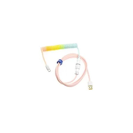 Ducky Premicord Cotton Candy Coiled Cable, USB Typ C auf Typ A - 1,8m