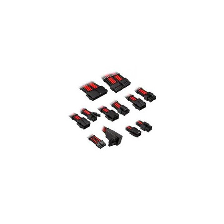 Kolink Core Pro Braided Cable Extension Kit 12V-2x6 Type 2 - Jet Black/Racing Red
