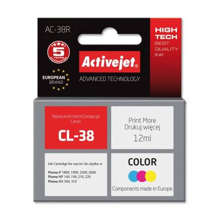 Activejet AC-38R Ink (replacement for Canon CL-38; Premium; 12 ml; color)