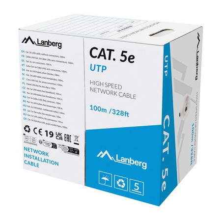 LAN Cable UTP cat.5e 100m solid grey CPR LANBERG