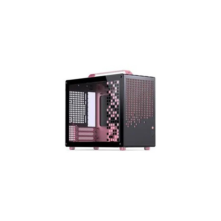 Jonsplus Z20 Micro-ATX Gehäuse, mit Tragegriff - schwarz/pink