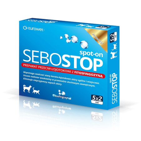 EUROWET Sebostop Spot-on - anti-seborrhea product for dogs and cats - 5 x 2 ml