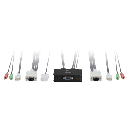LevelOne 2-Port USB VGA Cable KVM Switch, audio support