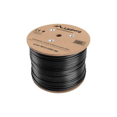LANBERG LCU6-30CU-0305-BK UTP solid gel. cable CU cat. 6 305m Black