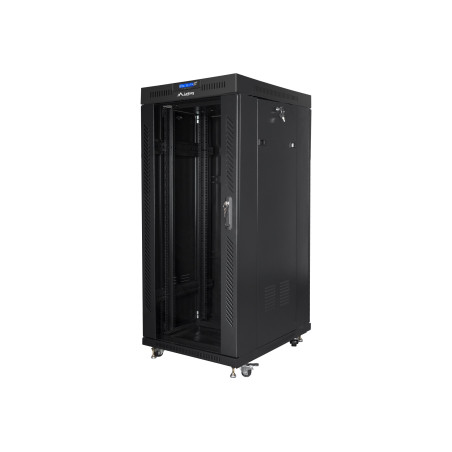 Lanberg | Rack cabinet 19" free-standing 27U/600x800 (flat pack) with glass door, LCD | FF01-6827-12BL | Black