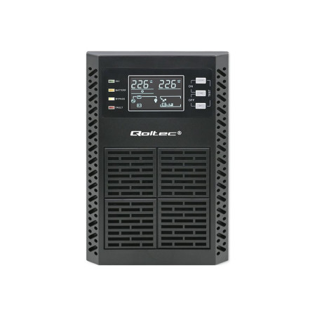 QOLTEC 52281 Uninterruptible Power Supply UPS / 2kVA / 2000W / Power factor 1.0 / LCD / EPO / USB / Online