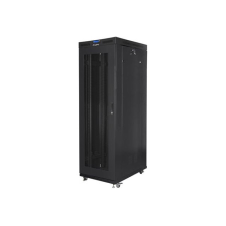 LANBERG FF01-8027-23BL free-standing rack 19inch self-assembly flat pack 27U/800x1000mm black mesh door LCD